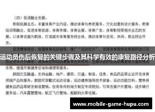 运动员伤后恢复的关键步骤及其科学有效的康复路径分析